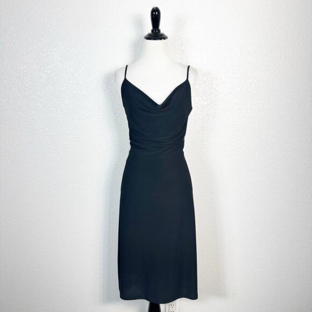 90s Y2K Vintage HOCO Devan Backless Cowl Neck Pencil Dress‎ Black Large